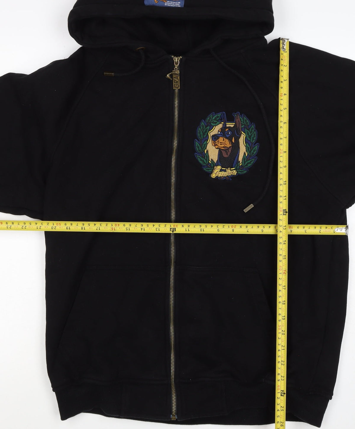 Graf & Wu Unisex Adults Black XL Full Zip Dog Embroidered Hoodie