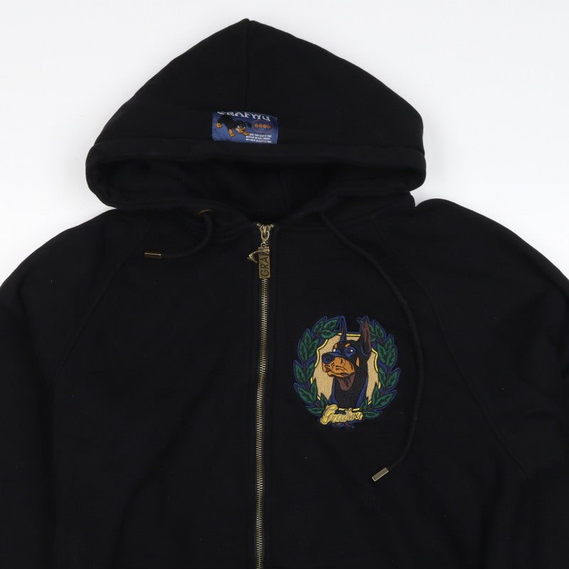Graf & Wu Unisex Adults Black XL Full Zip Dog Embroidered Hoodie