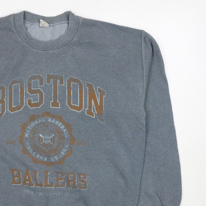 Boston Men’s Grey Size S College Baseball Graphic Pullover Sweatshirt