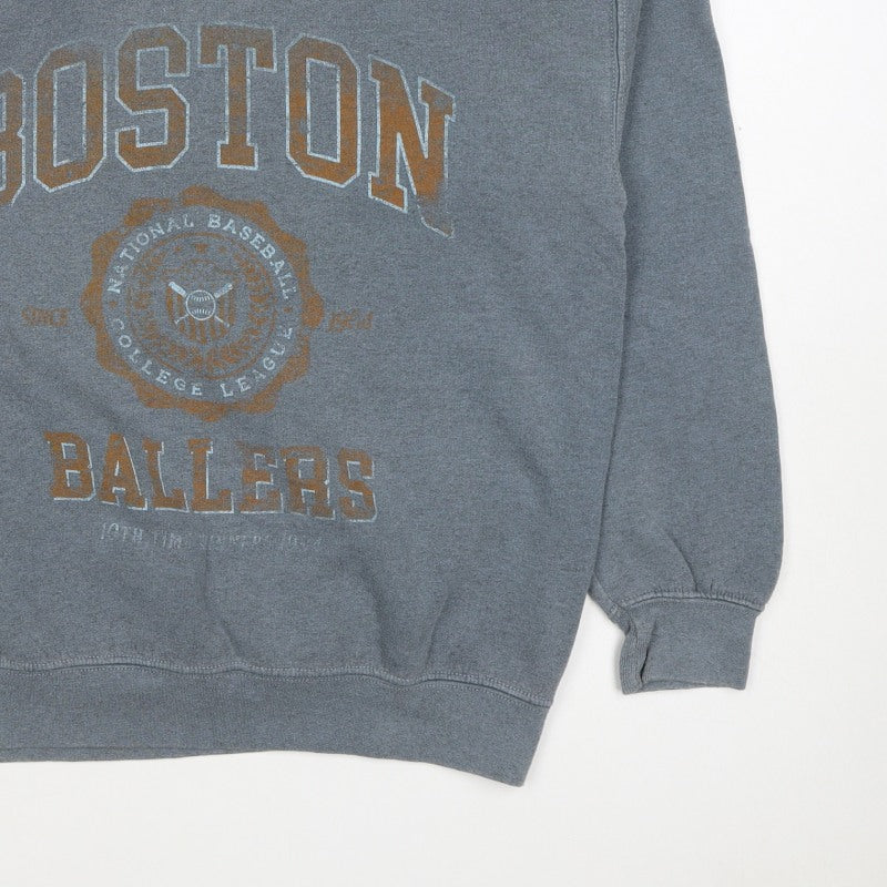Boston Men’s Grey Size S College Baseball Graphic Pullover Sweatshirt