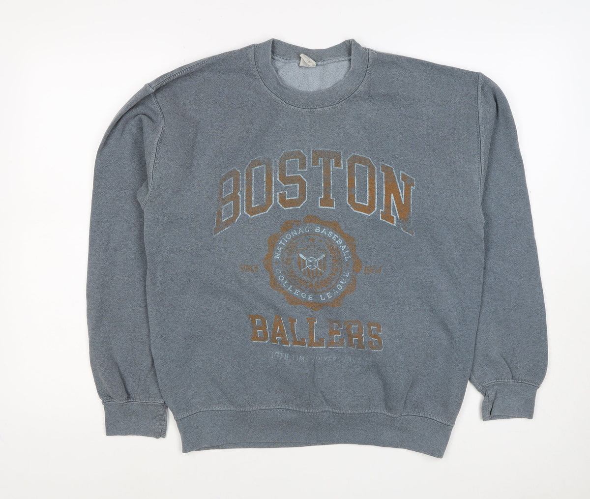 Boston Men’s Grey Size S College Baseball Graphic Pullover Sweatshirt