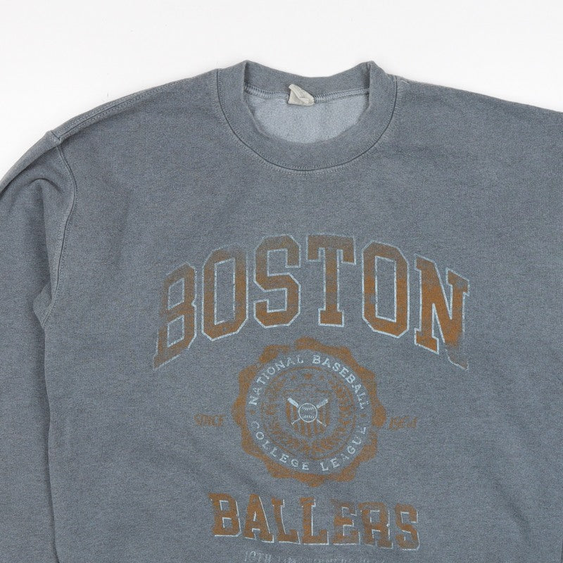 Boston Men’s Grey Size S College Baseball Graphic Pullover Sweatshirt