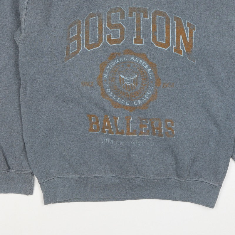 Boston Men’s Grey Size S College Baseball Graphic Pullover Sweatshirt