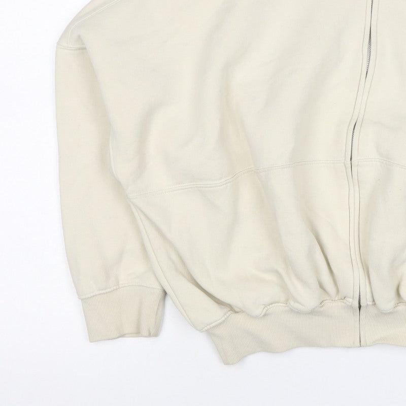 Zara Women’s Ivory S Full Zip Cotton Blend Bomber Sweatshirt