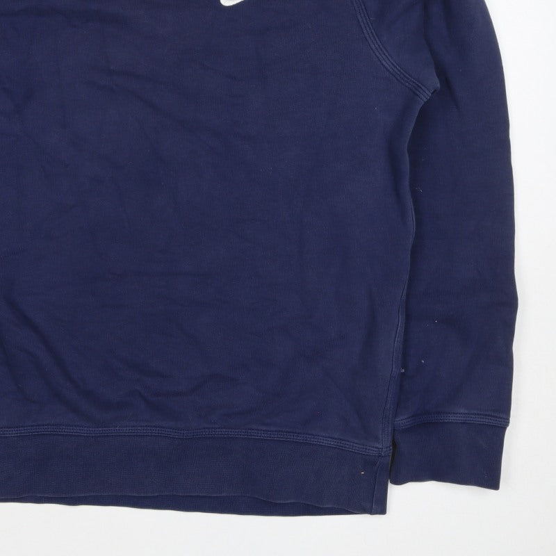 Nike Men’s Navy L Embroidered Swoosh Crew Neck Pullover Sweatshirt