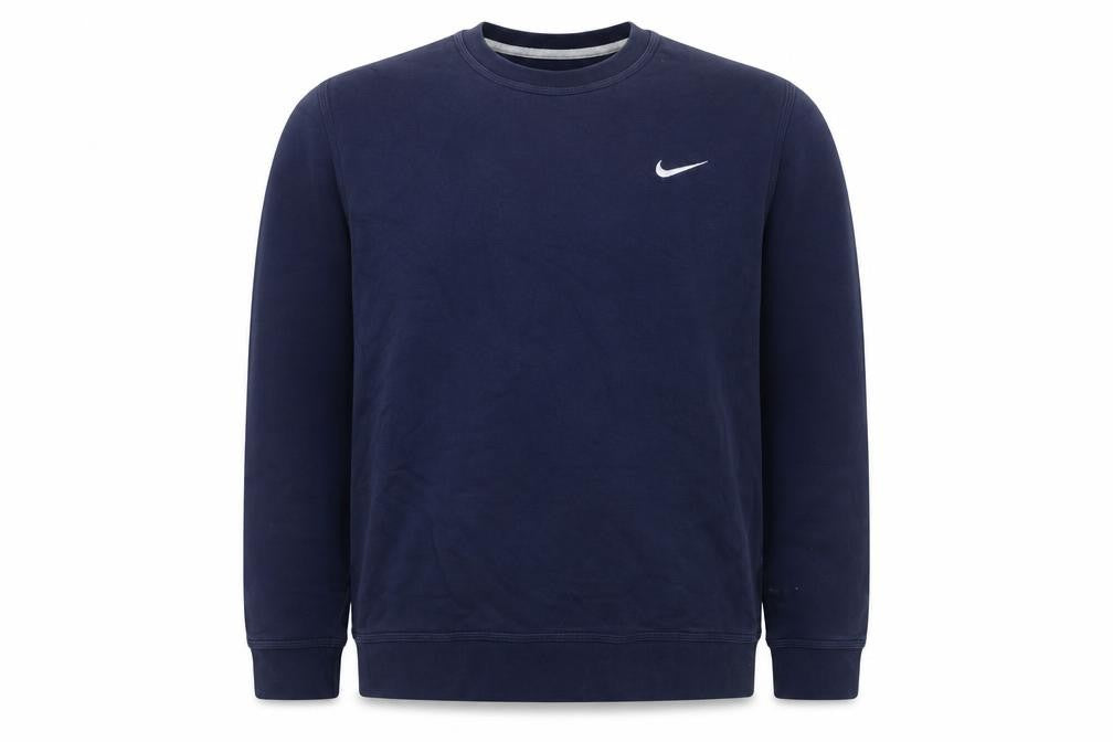 Nike Men’s Navy L Embroidered Swoosh Crew Neck Pullover Sweatshirt