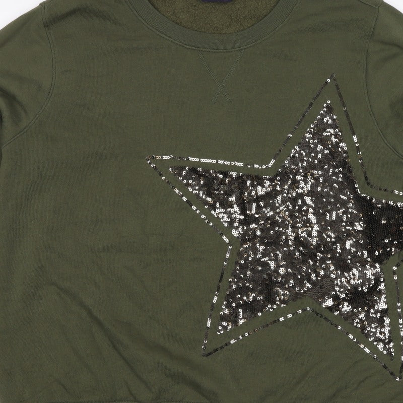 Marks and Spencer Women Green Size 20 Sequin Star Pullover Sweatshirt