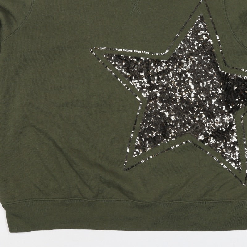 Marks and Spencer Women Green Size 20 Sequin Star Pullover Sweatshirt