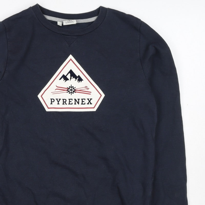 Pyrenex Boys Navy 16 Years Pullover Logo Cotton Sweatshirt