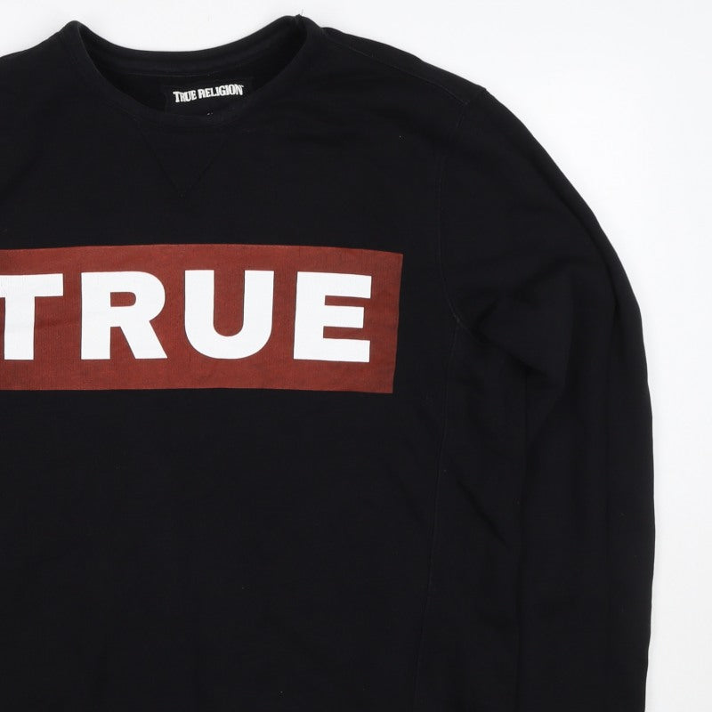 True Religion Men’s Black M Pullover Crew Neck Logo Sweatshirt