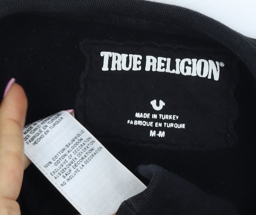True Religion Men’s Black M Pullover Crew Neck Logo Sweatshirt