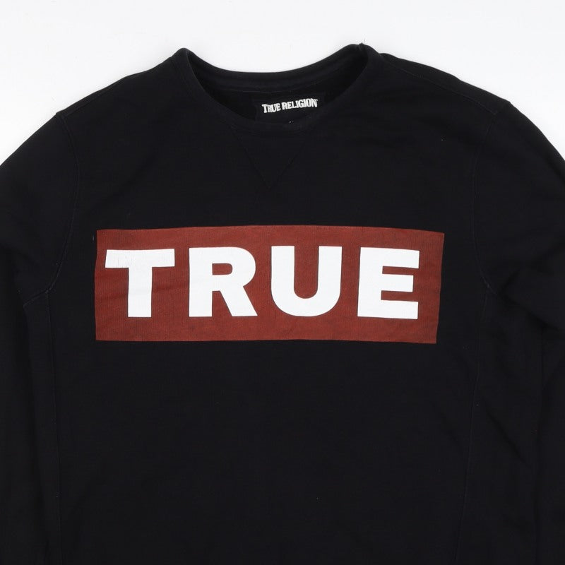 True Religion Men’s Black M Pullover Crew Neck Logo Sweatshirt