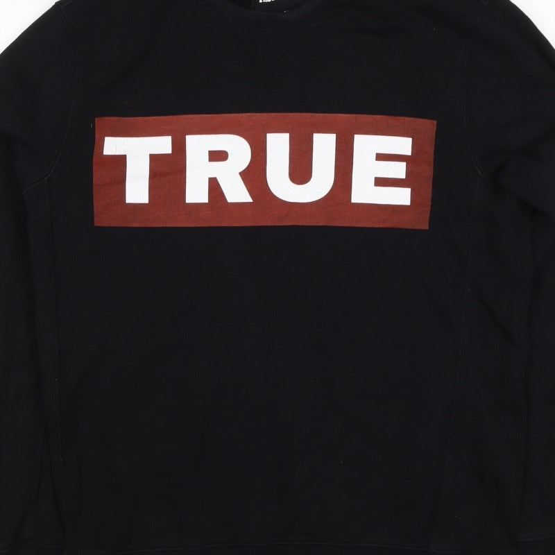 True Religion Men’s Black M Pullover Crew Neck Logo Sweatshirt