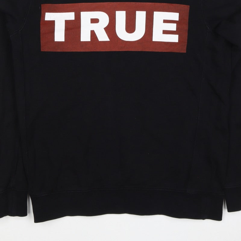 True Religion Men’s Black M Pullover Crew Neck Logo Sweatshirt