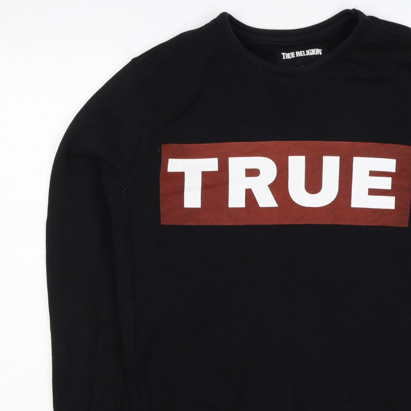 True Religion Men’s Black M Pullover Crew Neck Logo Sweatshirt