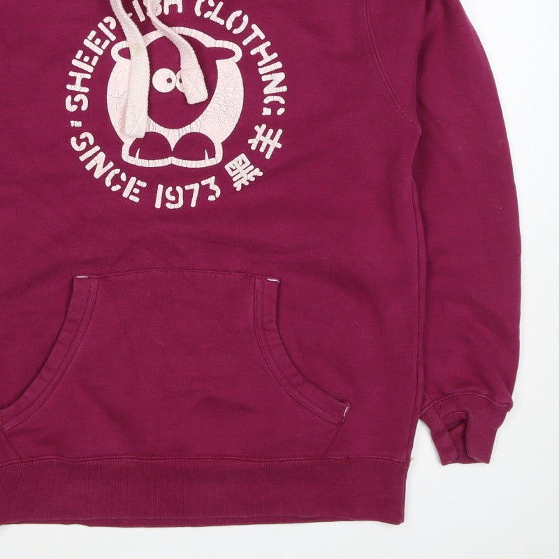 Sheep-ish Women’s Purple S Pullover Hoodie Graphic Print Pockets