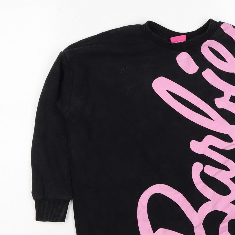 Barbie Girls Black Pink Logo Graphic Pullover Sweatshirt 8-9 Years