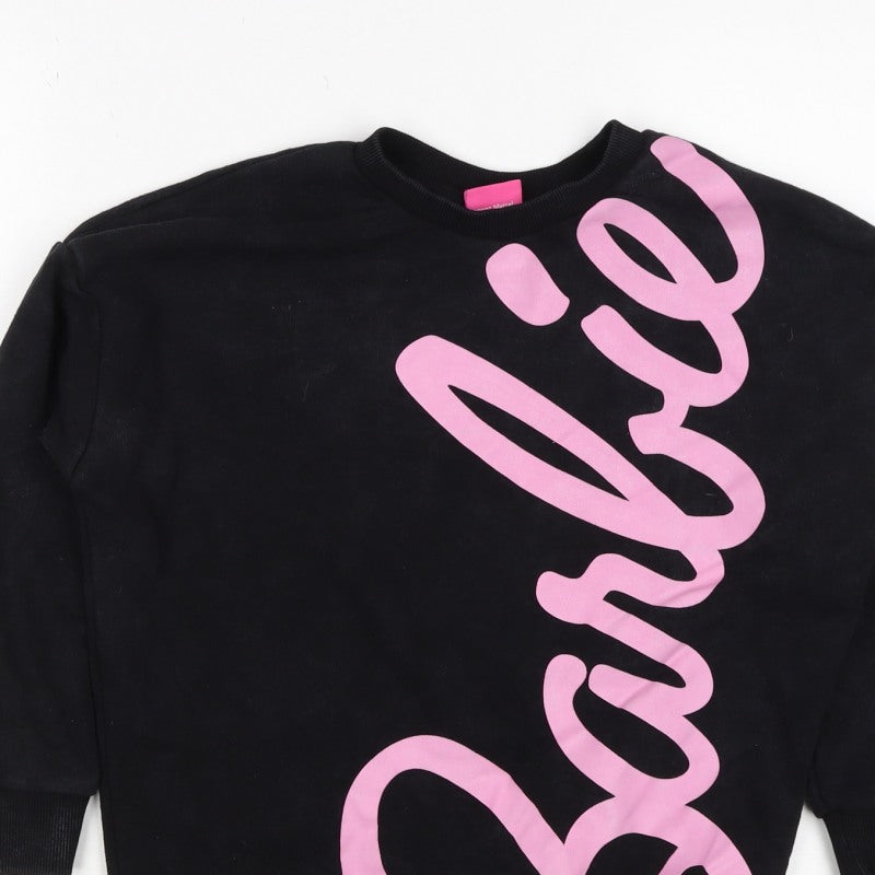 Barbie Girls Black Pink Logo Graphic Pullover Sweatshirt 8-9 Years
