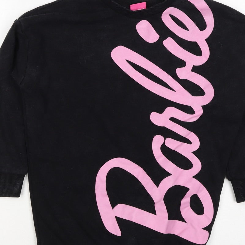 Barbie Girls Black Pink Logo Graphic Pullover Sweatshirt 8-9 Years