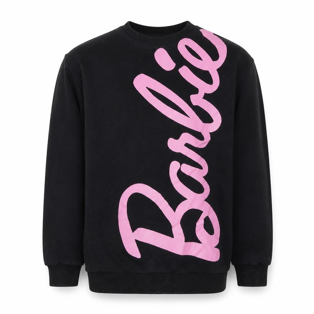 Barbie Girls Black Pink Logo Graphic Pullover Sweatshirt 8-9 Years