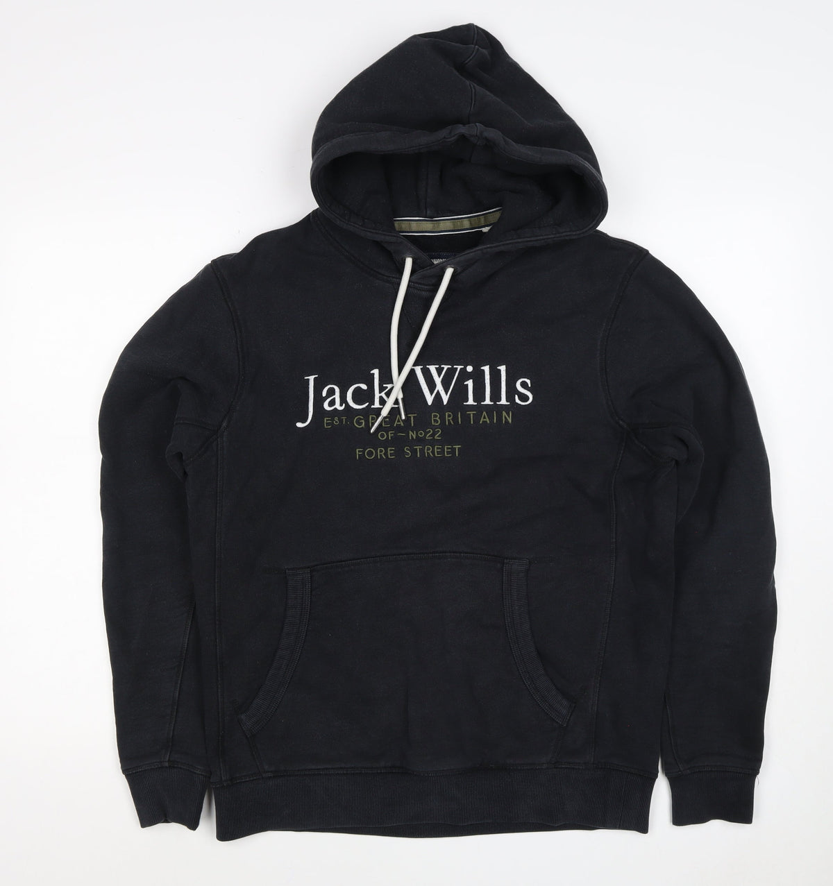 Jack Wills Men's Black S Pullover Logo Hoodie Cotton