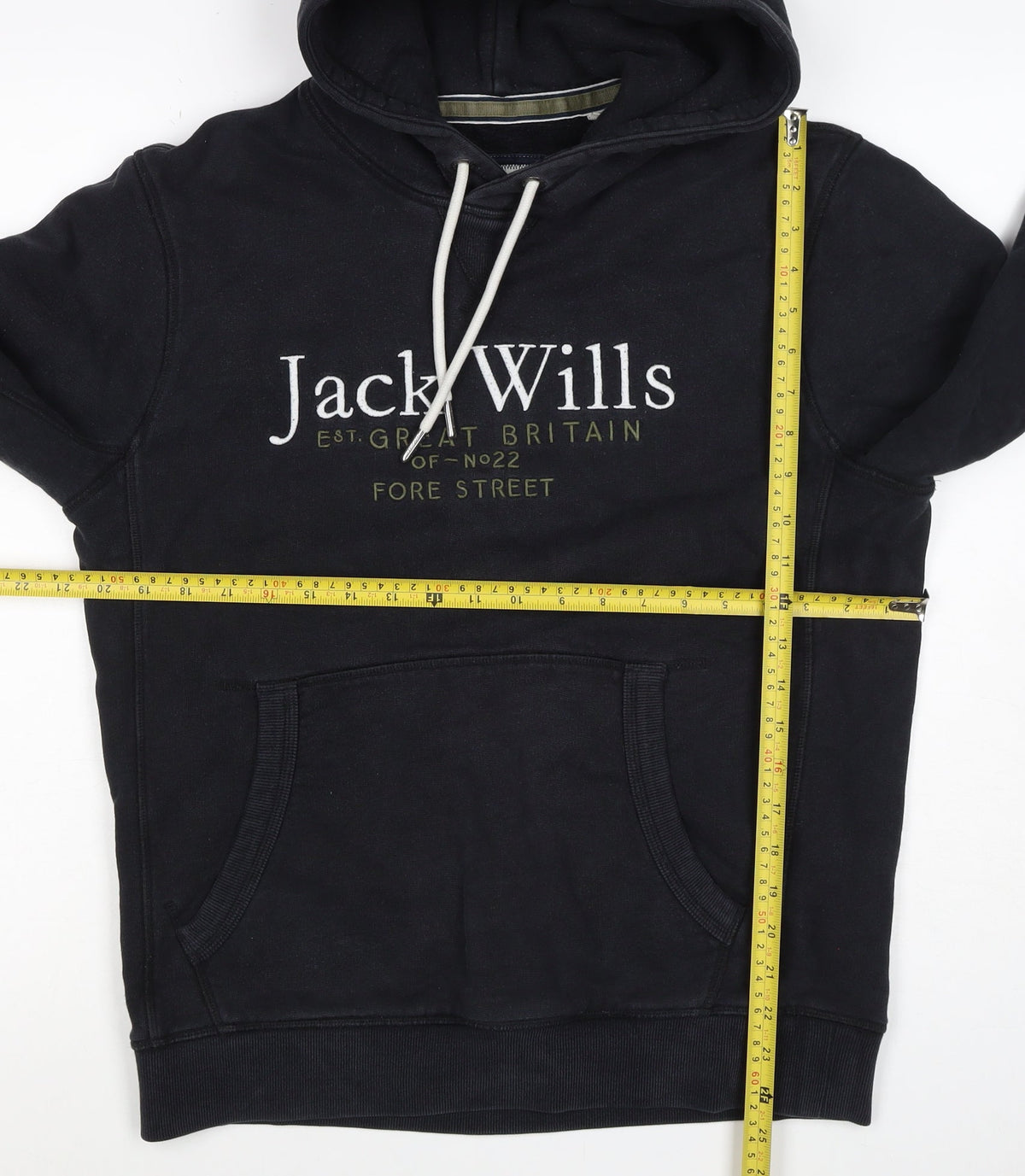 Jack Wills Men's Black S Pullover Logo Hoodie Cotton