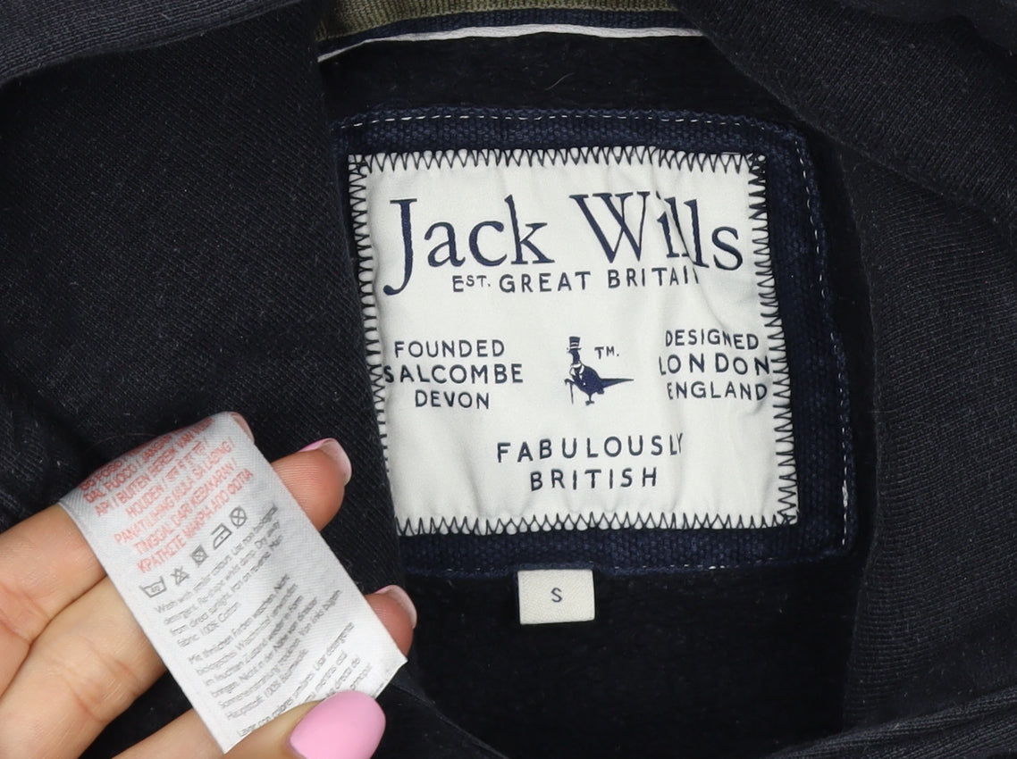 Jack Wills Men's Black S Pullover Logo Hoodie Cotton