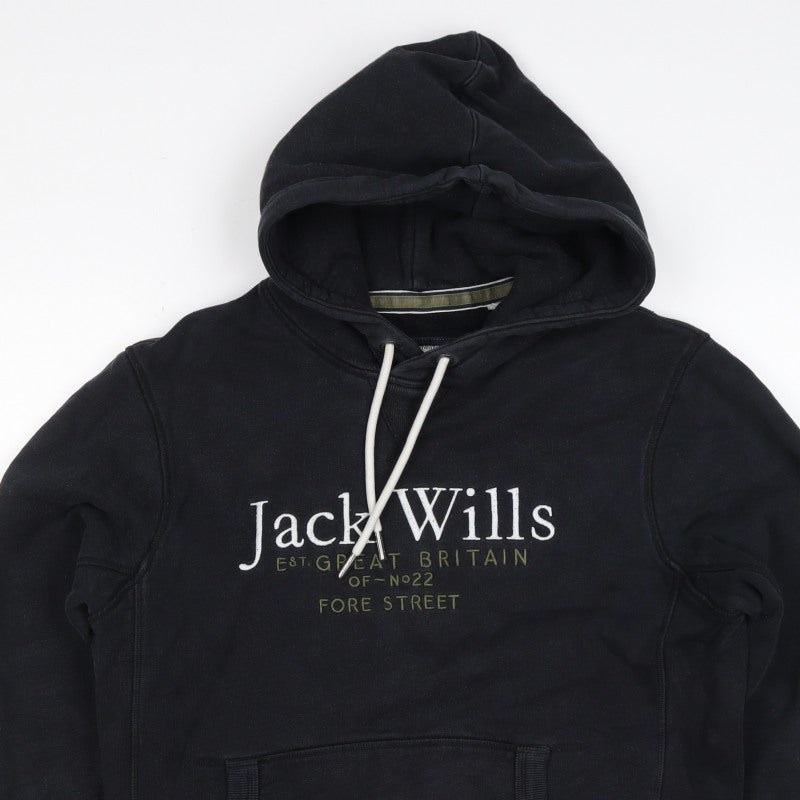 Jack Wills Men's Black S Pullover Logo Hoodie Cotton