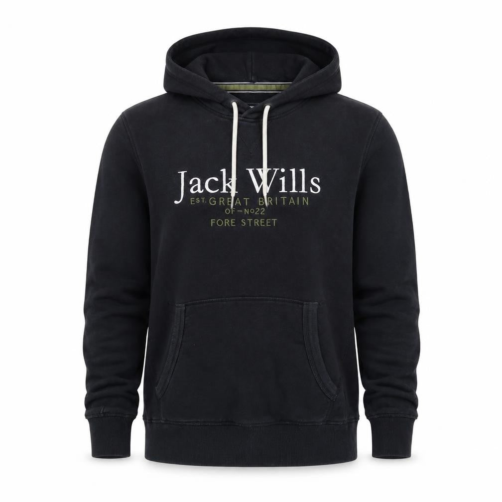 Jack Wills Men's Black S Pullover Logo Hoodie Cotton