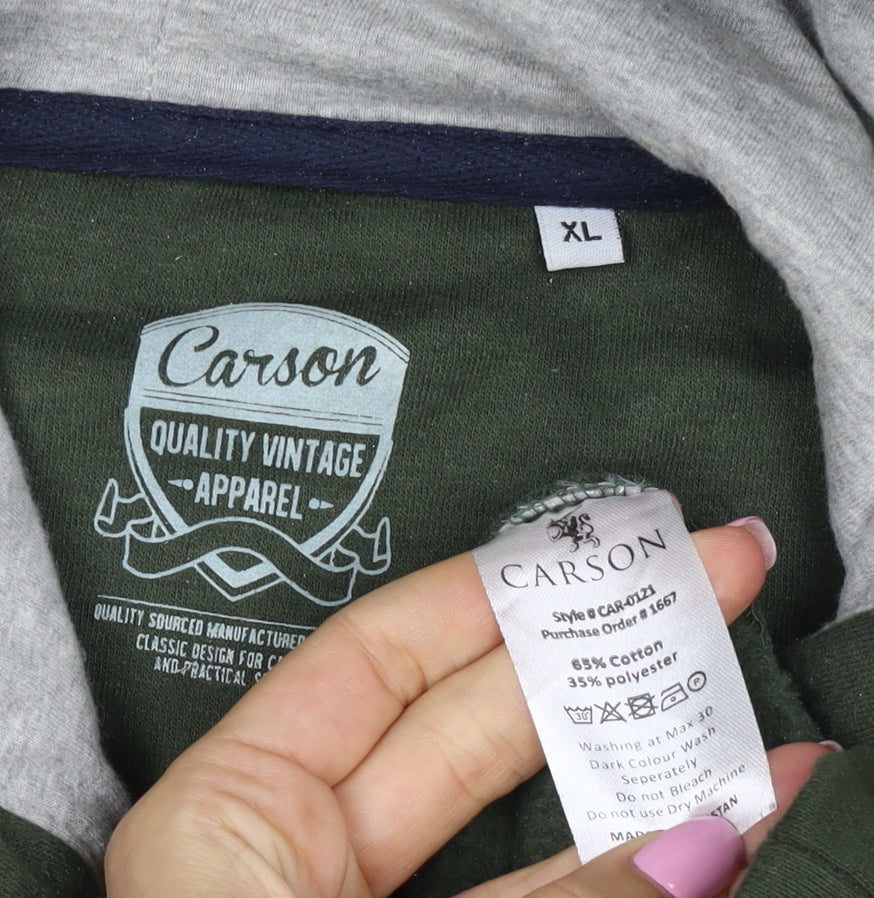 Carson Men’s Green XL Pullover Hooded Fleece Hoodie Pockets