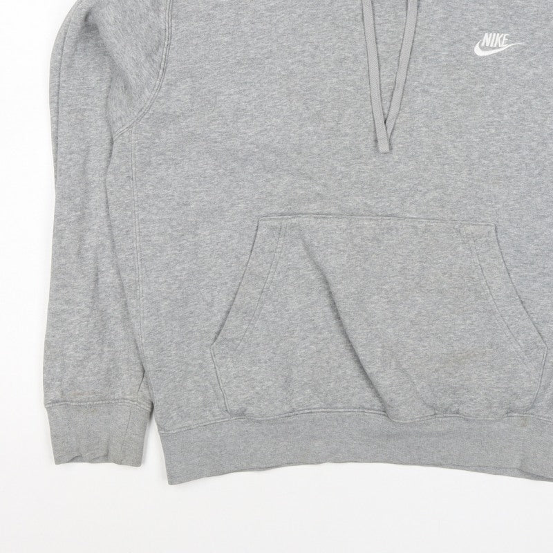 Nike Men’s Grey M Pullover Hoodie Embroidered Logo Fleece