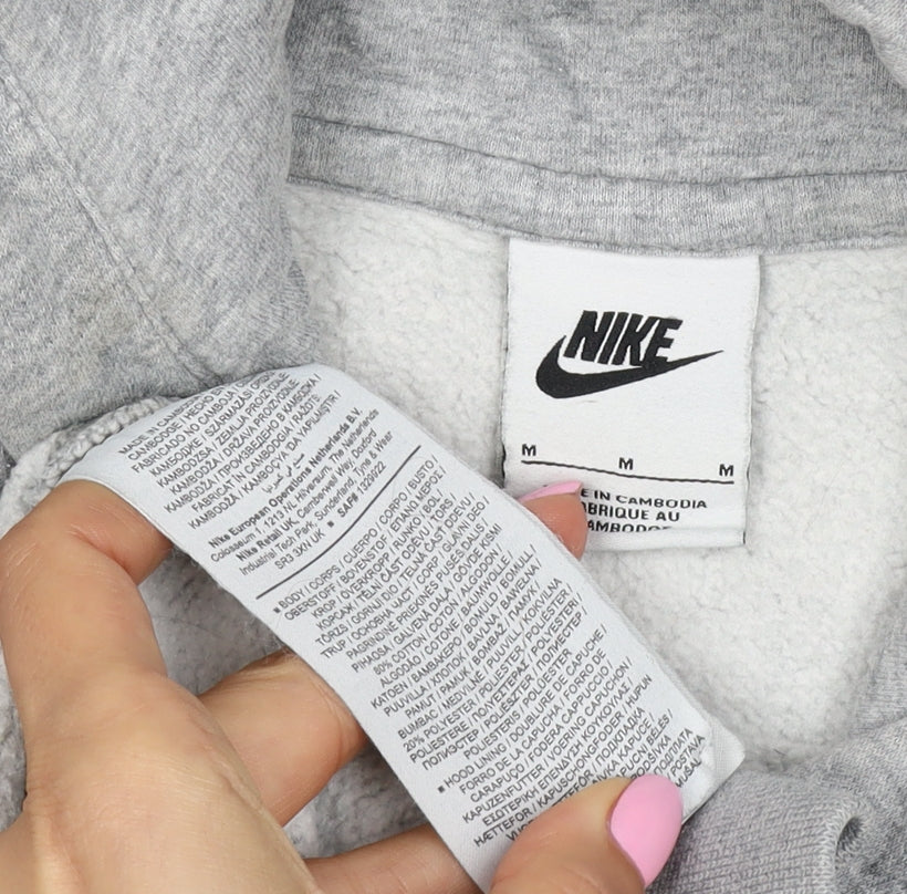 Nike Men’s Grey M Pullover Hoodie Embroidered Logo Fleece