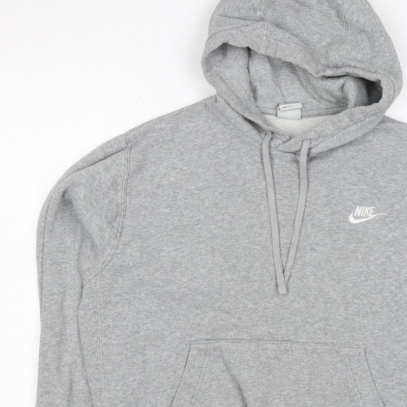Nike Men’s Grey M Pullover Hoodie Embroidered Logo Fleece