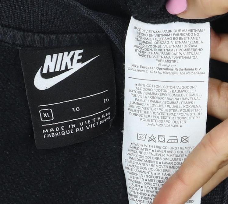 Nike Unisex Adults Black XL Logo Crew Neck Pullover Sweatshirt
