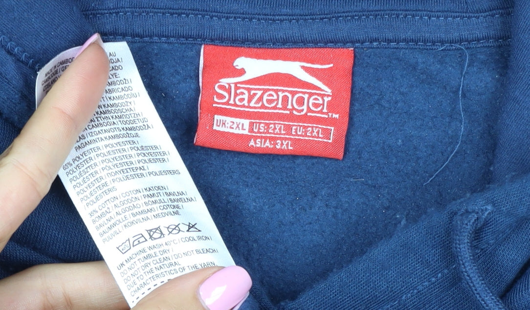 Slazenger Men's Blue 2XL Pullover Hoodie Logo Kangaroo Pocket