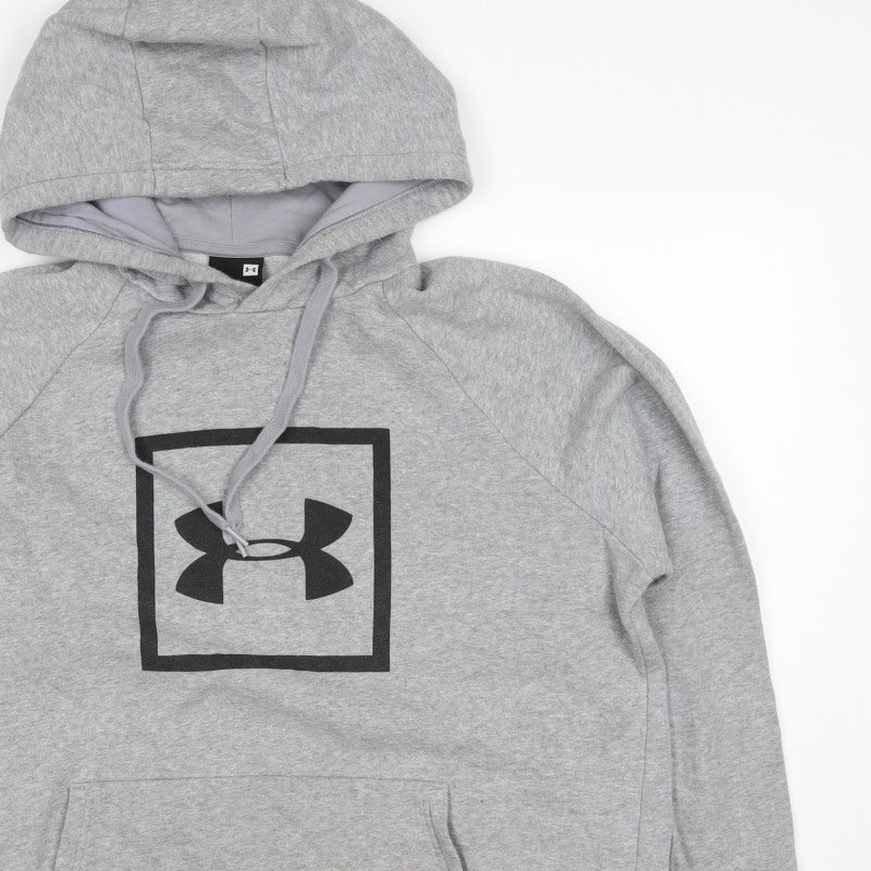 Under Armour Men Grey L Pullover Hoodie Logo Fleece Sports
