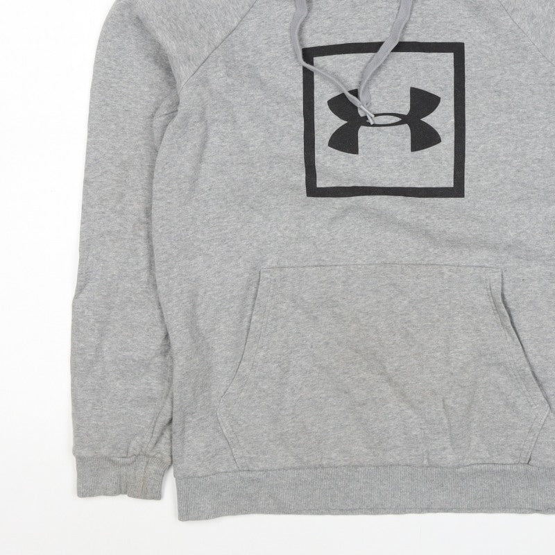 Under Armour Men Grey L Pullover Hoodie Logo Fleece Sports