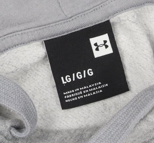 Under Armour Men Grey L Pullover Hoodie Logo Fleece Sports