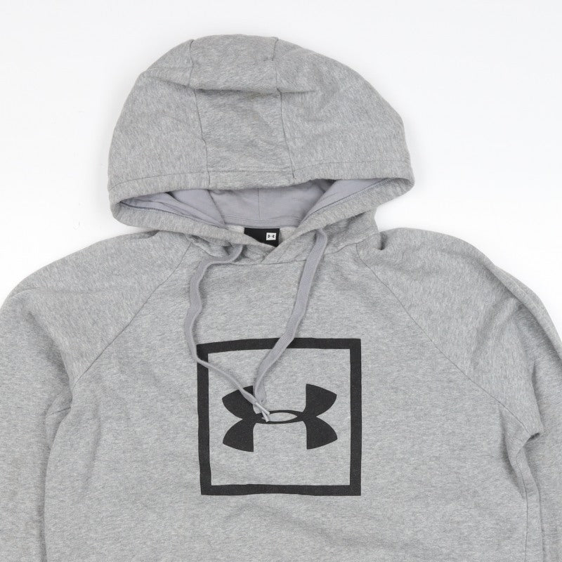 Under Armour Men Grey L Pullover Hoodie Logo Fleece Sports