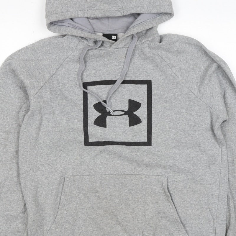 Under Armour Men Grey L Pullover Hoodie Logo Fleece Sports