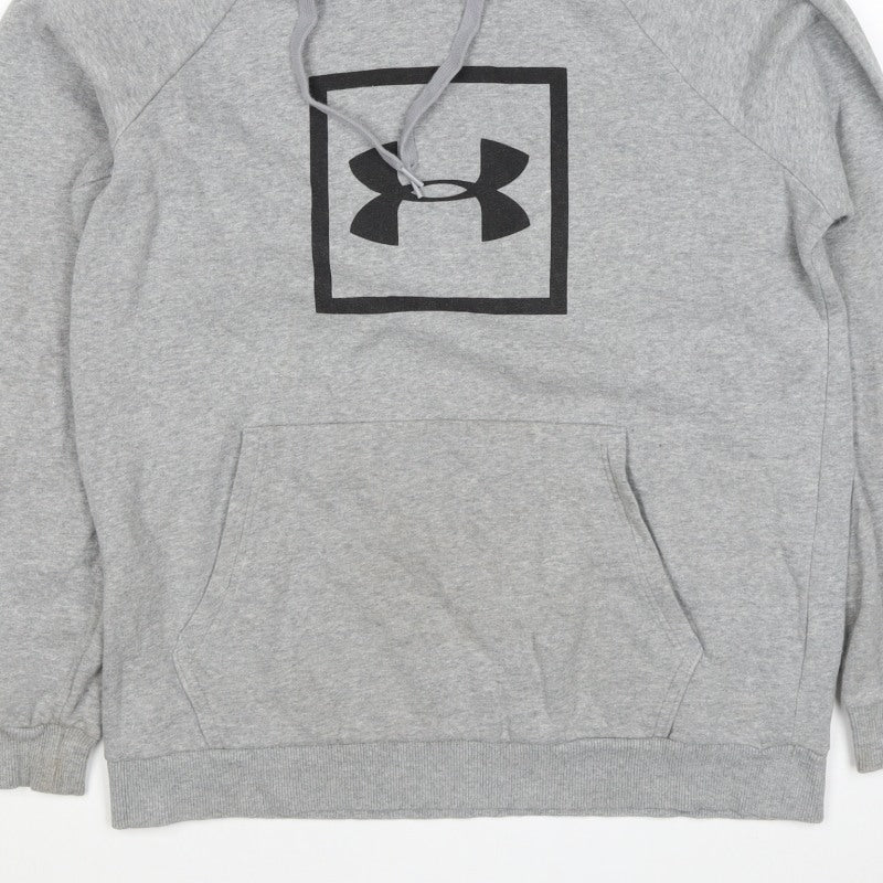 Under Armour Men Grey L Pullover Hoodie Logo Fleece Sports