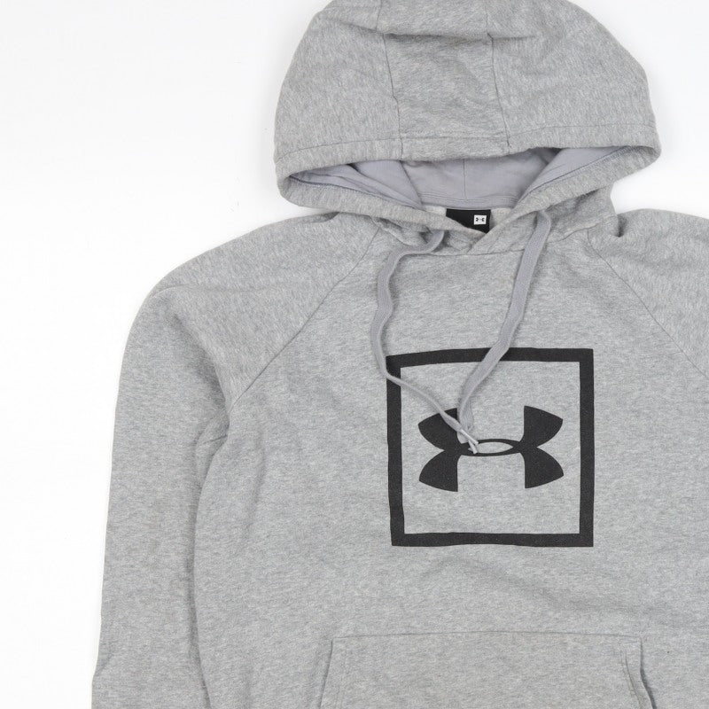 Under Armour Men Grey L Pullover Hoodie Logo Fleece Sports