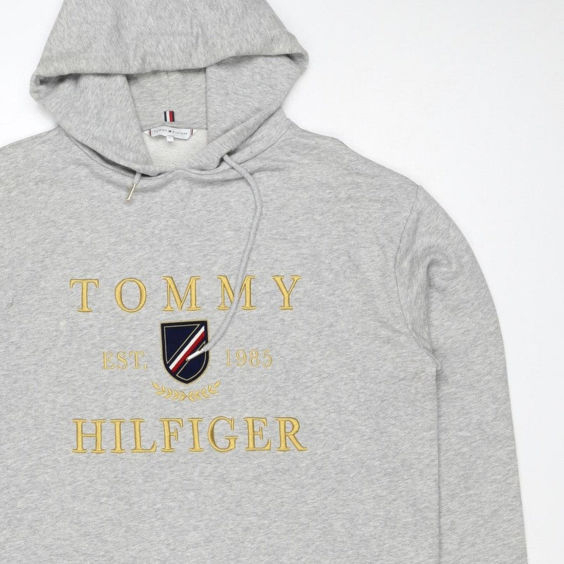 Tommy Hilfiger Men’s Grey M Pullover Hoodie Embroidered College Logo