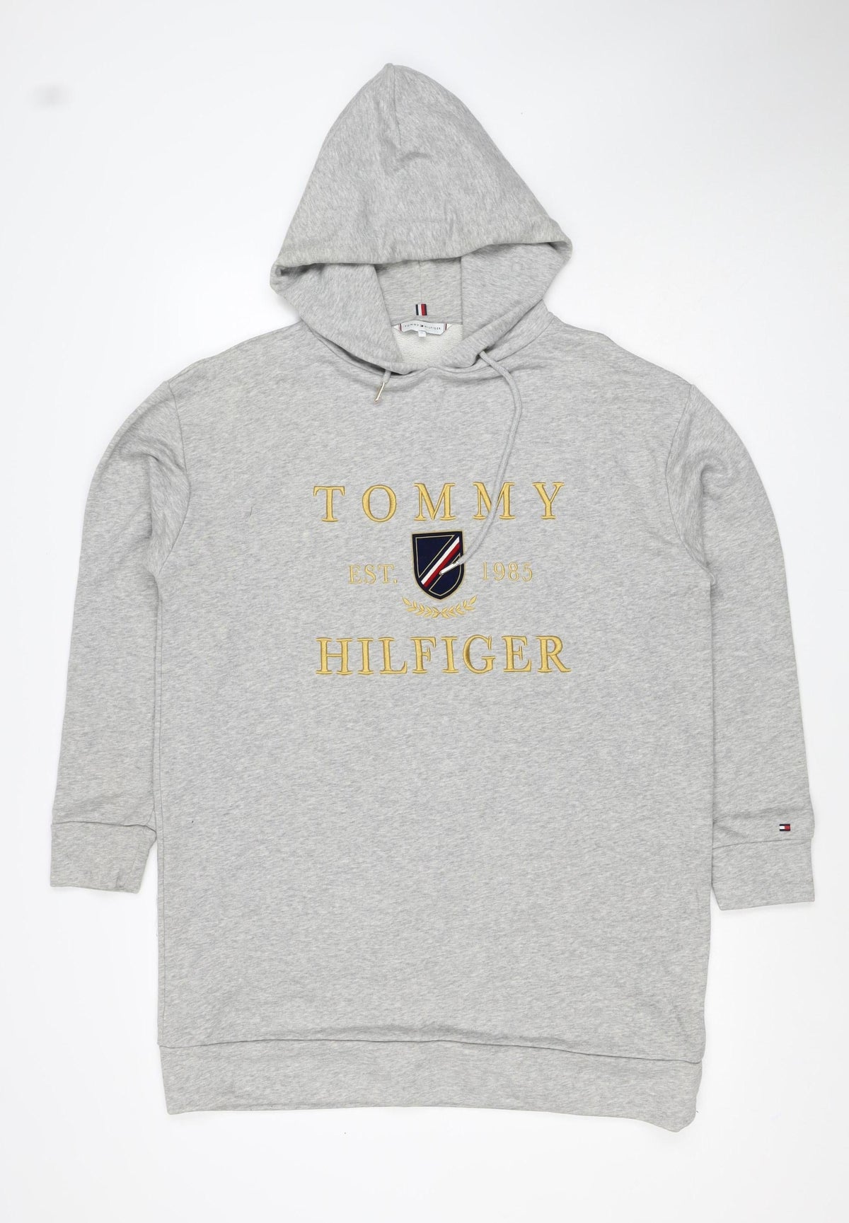 Tommy Hilfiger Men’s Grey M Pullover Hoodie Embroidered College Logo