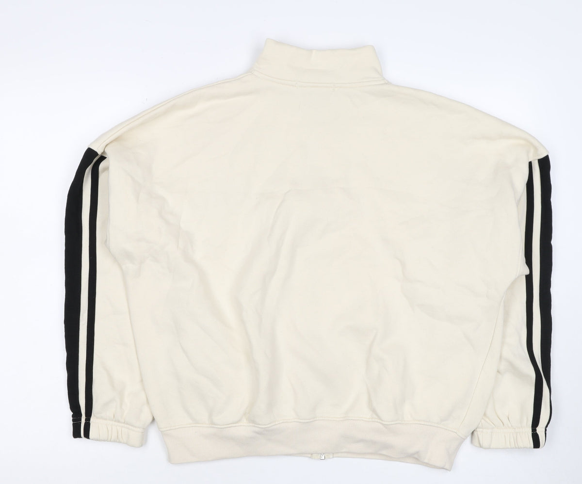 DSGN Studio Women’s Ivory M Full Zip Track Sweatshirt Logo Stripe