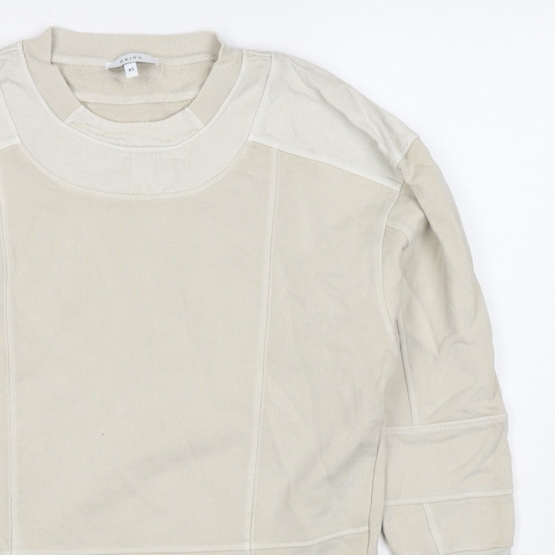 Reiss Women Ivory XS Pullover Crew Neck Panel Sweatshirt