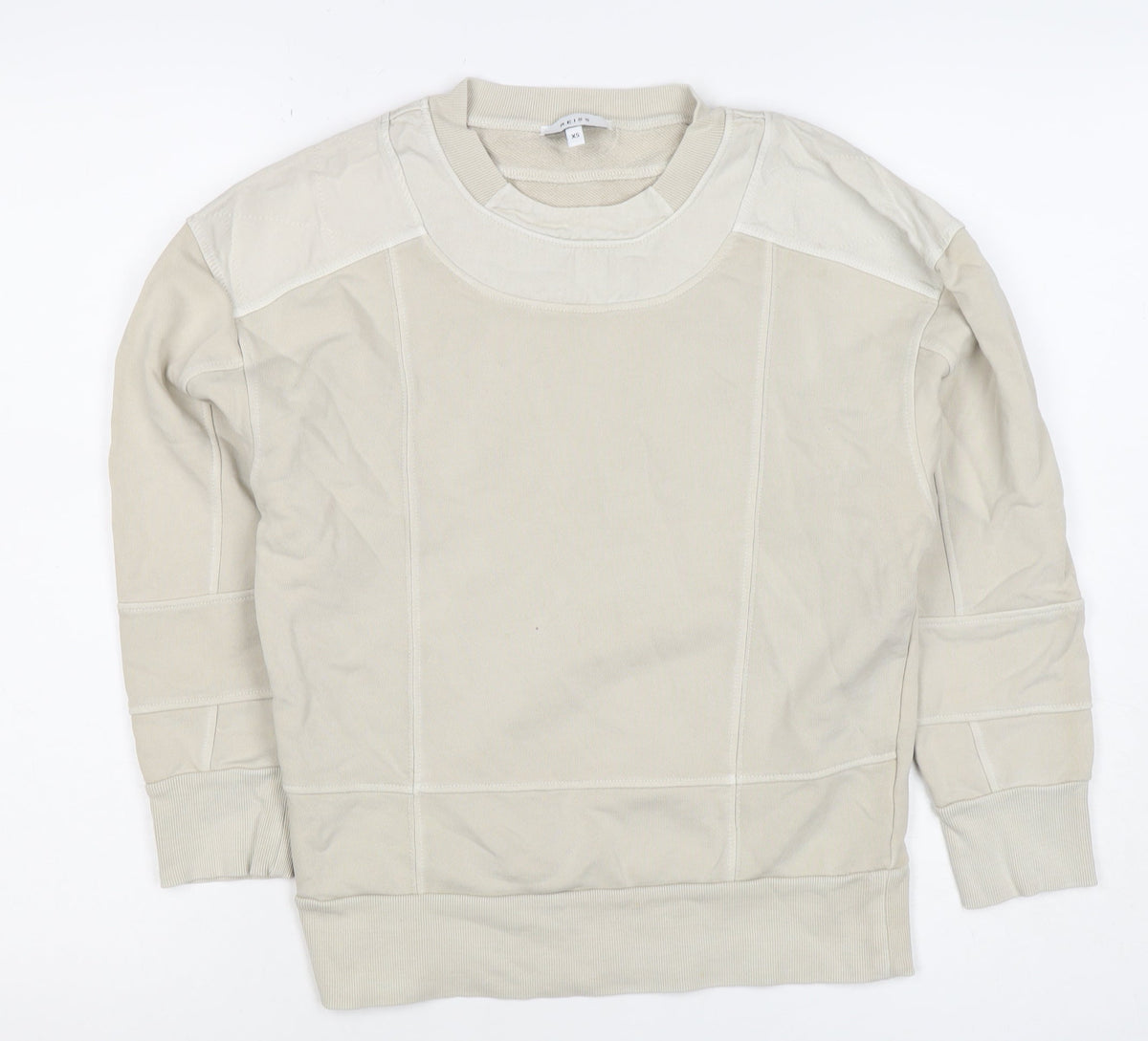 Reiss Women Ivory XS Pullover Crew Neck Panel Sweatshirt