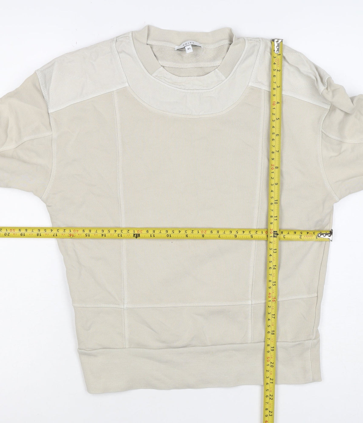 Reiss Women Ivory XS Pullover Crew Neck Panel Sweatshirt