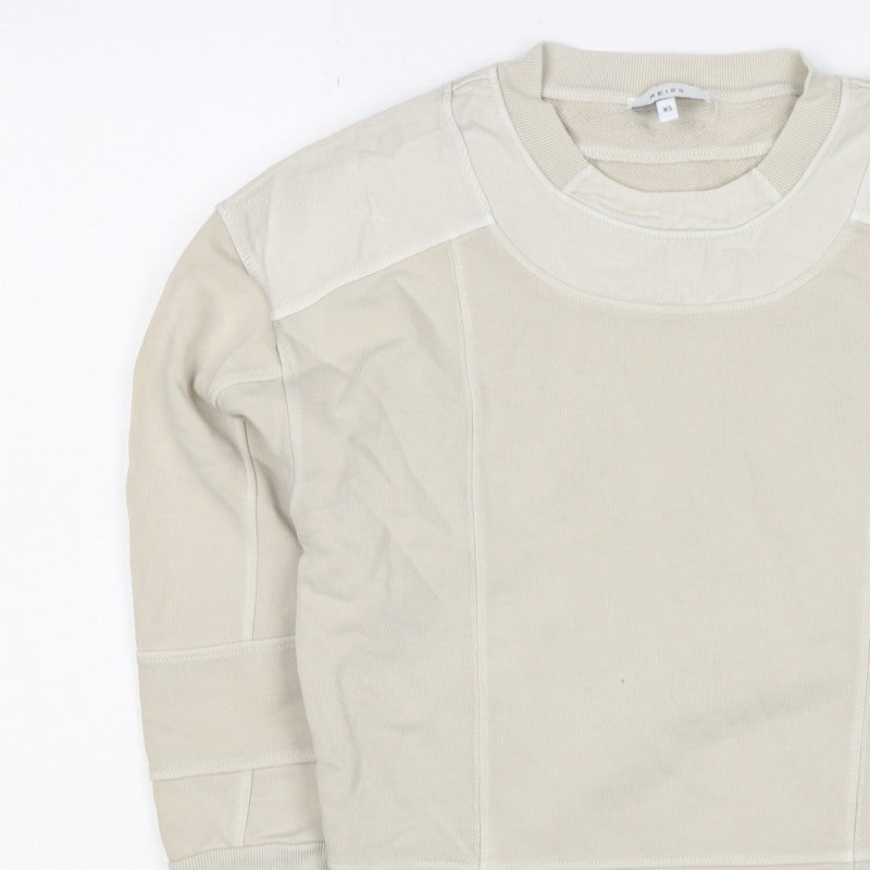 Reiss Women Ivory XS Pullover Crew Neck Panel Sweatshirt