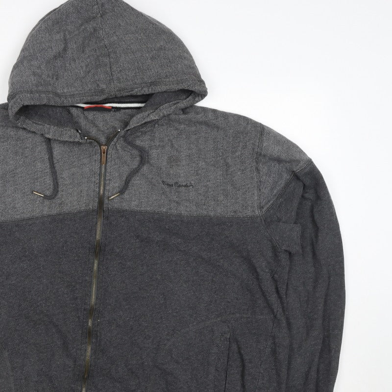 Pierre Cardin Men’s Grey 2XL Full Zip Herringbone Hoodie
